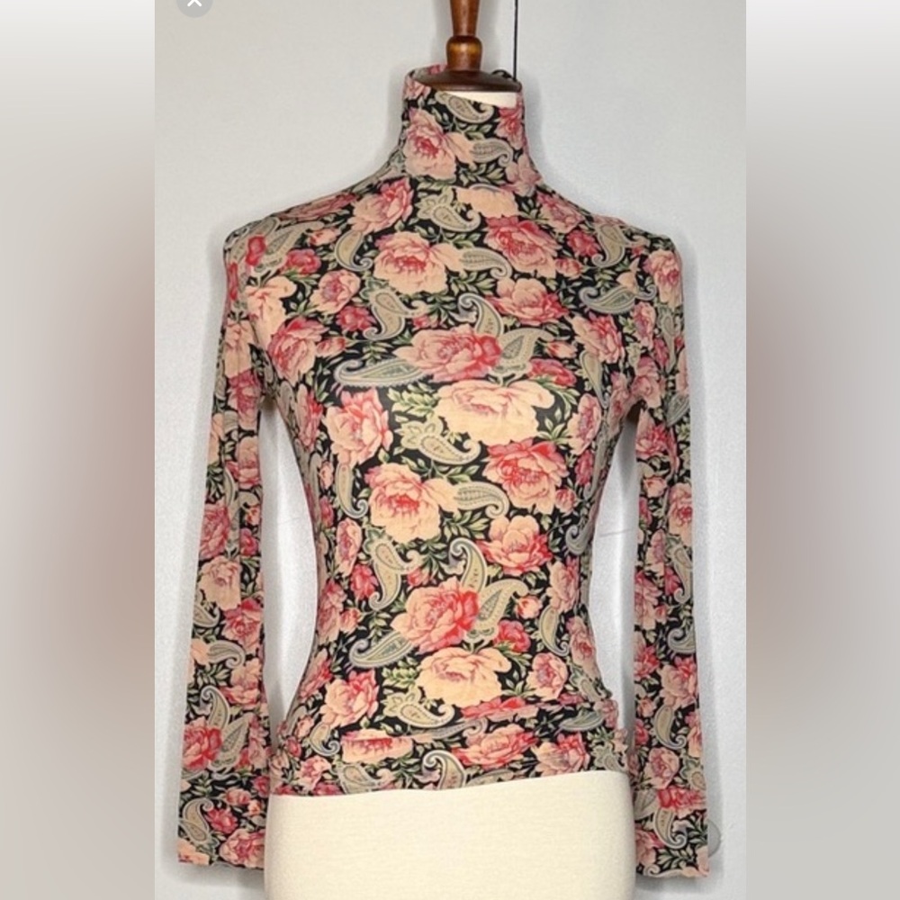 Paco Rabanne Floral Long Sleeve Top - Pink and Black